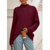 imagePRETTYGARDEN Casual Long Sleeve Oversized Sweaters for Women 2025 Loose Mock Neck Pullover Sweater Ribbed Knit Fall ClothesWine Red
