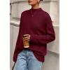 imagePRETTYGARDEN Casual Long Sleeve Oversized Sweaters for Women 2025 Loose Mock Neck Pullover Sweater Ribbed Knit Fall ClothesWine Red