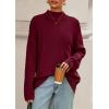imagePRETTYGARDEN Casual Long Sleeve Oversized Sweaters for Women 2025 Loose Mock Neck Pullover Sweater Ribbed Knit Fall ClothesWine Red