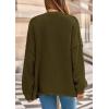 imagePRETTYGARDEN Fall Chunky Cardigan Sweaters for Women 2025 Button Lantern Sleeve Knit Oversized Sweater Coats with PocketsArmy Green