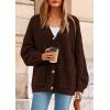 imagePRETTYGARDEN Fall Chunky Cardigan Sweaters for Women 2025 Button Lantern Sleeve Knit Oversized Sweater Coats with PocketsBrown