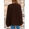 imagePRETTYGARDEN Fall Chunky Cardigan Sweaters for Women 2025 Button Lantern Sleeve Knit Oversized Sweater Coats with PocketsBrown