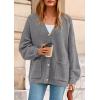 imagePRETTYGARDEN Fall Chunky Cardigan Sweaters for Women 2025 Button Lantern Sleeve Knit Oversized Sweater Coats with PocketsDark Grey