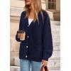 imagePRETTYGARDEN Fall Chunky Cardigan Sweaters for Women 2025 Button Lantern Sleeve Knit Oversized Sweater Coats with PocketsNavy
