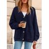 imagePRETTYGARDEN Fall Chunky Cardigan Sweaters for Women 2025 Button Lantern Sleeve Knit Oversized Sweater Coats with PocketsNavy