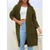 imagePRETTYGARDEN Fall Long Sleeve Cardigan Sweaters for Women 2025 Trendy Winter Open Front Loose Knitted Cardigans with PocketsArmy Green