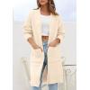 imagePRETTYGARDEN Fall Long Sleeve Cardigan Sweaters for Women 2025 Trendy Winter Open Front Loose Knitted Cardigans with PocketsBeige