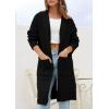 imagePRETTYGARDEN Fall Long Sleeve Cardigan Sweaters for Women 2025 Trendy Winter Open Front Loose Knitted Cardigans with PocketsBlack