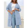 imagePRETTYGARDEN Fall Long Sleeve Cardigan Sweaters for Women 2025 Trendy Winter Open Front Loose Knitted Cardigans with PocketsBlue