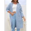 imagePRETTYGARDEN Fall Long Sleeve Cardigan Sweaters for Women 2025 Trendy Winter Open Front Loose Knitted Cardigans with PocketsBlue