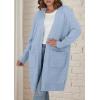 imagePRETTYGARDEN Fall Long Sleeve Cardigan Sweaters for Women 2025 Trendy Winter Open Front Loose Knitted Cardigans with PocketsBlue