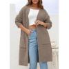 imagePRETTYGARDEN Fall Long Sleeve Cardigan Sweaters for Women 2025 Trendy Winter Open Front Loose Knitted Cardigans with PocketsBrown