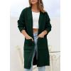 imagePRETTYGARDEN Fall Long Sleeve Cardigan Sweaters for Women 2025 Trendy Winter Open Front Loose Knitted Cardigans with PocketsDark Green