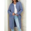 imagePRETTYGARDEN Fall Long Sleeve Cardigan Sweaters for Women 2025 Trendy Winter Open Front Loose Knitted Cardigans with PocketsGrey Blue