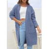 imagePRETTYGARDEN Fall Long Sleeve Cardigan Sweaters for Women 2025 Trendy Winter Open Front Loose Knitted Cardigans with PocketsGrey Blue