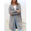 imagePRETTYGARDEN Fall Long Sleeve Cardigan Sweaters for Women 2025 Trendy Winter Open Front Loose Knitted Cardigans with PocketsLight Grey