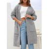 imagePRETTYGARDEN Fall Long Sleeve Cardigan Sweaters for Women 2025 Trendy Winter Open Front Loose Knitted Cardigans with PocketsLight Grey