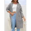 imagePRETTYGARDEN Fall Long Sleeve Cardigan Sweaters for Women 2025 Trendy Winter Open Front Loose Knitted Cardigans with PocketsLight Grey