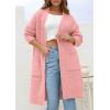 imagePRETTYGARDEN Fall Long Sleeve Cardigan Sweaters for Women 2025 Trendy Winter Open Front Loose Knitted Cardigans with PocketsPink
