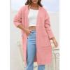 imagePRETTYGARDEN Fall Long Sleeve Cardigan Sweaters for Women 2025 Trendy Winter Open Front Loose Knitted Cardigans with PocketsPink