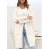 imagePRETTYGARDEN Fall Long Sleeve Cardigan Sweaters for Women 2025 Trendy Winter Open Front Loose Knitted Cardigans with PocketsWhite