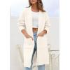 imagePRETTYGARDEN Fall Long Sleeve Cardigan Sweaters for Women 2025 Trendy Winter Open Front Loose Knitted Cardigans with PocketsWhite
