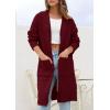 imagePRETTYGARDEN Fall Long Sleeve Cardigan Sweaters for Women 2025 Trendy Winter Open Front Loose Knitted Cardigans with PocketsWine Red