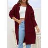 imagePRETTYGARDEN Fall Long Sleeve Cardigan Sweaters for Women 2025 Trendy Winter Open Front Loose Knitted Cardigans with PocketsWine Red