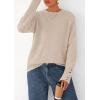 imagePRETTYGARDEN Fall Sweaters for Women 2025 Cozy Casual Crewneck Pullover Button Long Sleeve Knit Tops Winter Fashion ClothingBeige