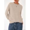 imagePRETTYGARDEN Fall Sweaters for Women 2025 Cozy Casual Crewneck Pullover Button Long Sleeve Knit Tops Winter Fashion ClothingBeige