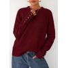 imagePRETTYGARDEN Fall Sweaters for Women 2025 Cozy Casual Crewneck Pullover Button Long Sleeve Knit Tops Winter Fashion ClothingBurgundy