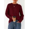 imagePRETTYGARDEN Fall Sweaters for Women 2025 Cozy Casual Crewneck Pullover Button Long Sleeve Knit Tops Winter Fashion ClothingBurgundy