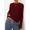 imagePRETTYGARDEN Fall Sweaters for Women 2025 Cozy Casual Crewneck Pullover Button Long Sleeve Knit Tops Winter Fashion ClothingBurgundy