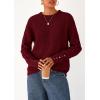 imagePRETTYGARDEN Fall Sweaters for Women 2025 Cozy Casual Crewneck Pullover Button Long Sleeve Knit Tops Winter Fashion ClothingBurgundy