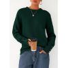 imagePRETTYGARDEN Fall Sweaters for Women 2025 Cozy Casual Crewneck Pullover Button Long Sleeve Knit Tops Winter Fashion ClothingDark Green