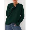 imagePRETTYGARDEN Fall Sweaters for Women 2025 Cozy Casual Crewneck Pullover Button Long Sleeve Knit Tops Winter Fashion ClothingDark Green