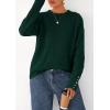 imagePRETTYGARDEN Fall Sweaters for Women 2025 Cozy Casual Crewneck Pullover Button Long Sleeve Knit Tops Winter Fashion ClothingDark Green