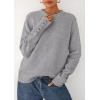 imagePRETTYGARDEN Fall Sweaters for Women 2025 Cozy Casual Crewneck Pullover Button Long Sleeve Knit Tops Winter Fashion ClothingGrey