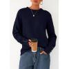 imagePRETTYGARDEN Fall Sweaters for Women 2025 Cozy Casual Crewneck Pullover Button Long Sleeve Knit Tops Winter Fashion ClothingNavy Blue