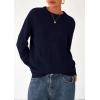 imagePRETTYGARDEN Fall Sweaters for Women 2025 Cozy Casual Crewneck Pullover Button Long Sleeve Knit Tops Winter Fashion ClothingNavy Blue