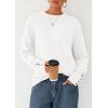 imagePRETTYGARDEN Fall Sweaters for Women 2025 Cozy Casual Crewneck Pullover Button Long Sleeve Knit Tops Winter Fashion ClothingWhite