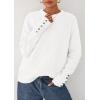 imagePRETTYGARDEN Fall Sweaters for Women 2025 Cozy Casual Crewneck Pullover Button Long Sleeve Knit Tops Winter Fashion ClothingWhite