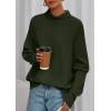 imagePRETTYGARDEN Fall Sweaters for Women 2025 Winter Clothing Batwing Long Sleeve Casual Tops Loose Knit Turtleneck SweaterArmy Green