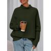 imagePRETTYGARDEN Fall Sweaters for Women 2025 Winter Clothing Batwing Long Sleeve Casual Tops Loose Knit Turtleneck SweaterArmy Green