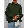 imagePRETTYGARDEN Fall Sweaters for Women 2025 Winter Clothing Batwing Long Sleeve Casual Tops Loose Knit Turtleneck SweaterArmy Green
