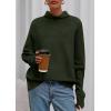 imagePRETTYGARDEN Fall Sweaters for Women 2025 Winter Clothing Batwing Long Sleeve Casual Tops Loose Knit Turtleneck SweaterArmy Green