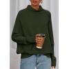 imagePRETTYGARDEN Fall Sweaters for Women 2025 Winter Clothing Batwing Long Sleeve Casual Tops Loose Knit Turtleneck SweaterArmy Green