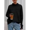 imagePRETTYGARDEN Fall Sweaters for Women 2025 Winter Clothing Batwing Long Sleeve Casual Tops Loose Knit Turtleneck SweaterBlack