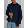 imagePRETTYGARDEN Fall Sweaters for Women 2025 Winter Clothing Batwing Long Sleeve Casual Tops Loose Knit Turtleneck SweaterNavy