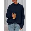 imagePRETTYGARDEN Fall Sweaters for Women 2025 Winter Clothing Batwing Long Sleeve Casual Tops Loose Knit Turtleneck SweaterNavy
